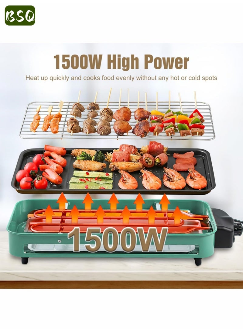 بي إس كيو شواية كهربائية متعددة الوظائف 2 في 1 | 5 إعدادات لدرجة الحرارة | شواية كورية بدون دخان | شواية محمولة عالية الطاقة 1500 واط بأنبوب مزدوج مع حامل قابل للفصل | لوحة تحكم غير لاصقة | سطح طهي مسطح للصلصات | مناسبة للبرغر والبيض والفطائر والشواء | مساحة طهي كبيرة جدًا | شواية داخلية/خارجية - Image 4